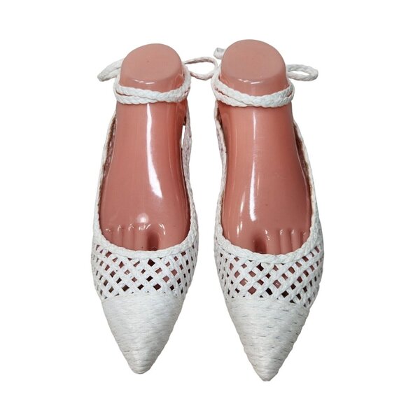 Antonio Melani Jennifer Sumko Women's Size 6 Lace Up Sling back White Flats 274 - Picture 2 of 10